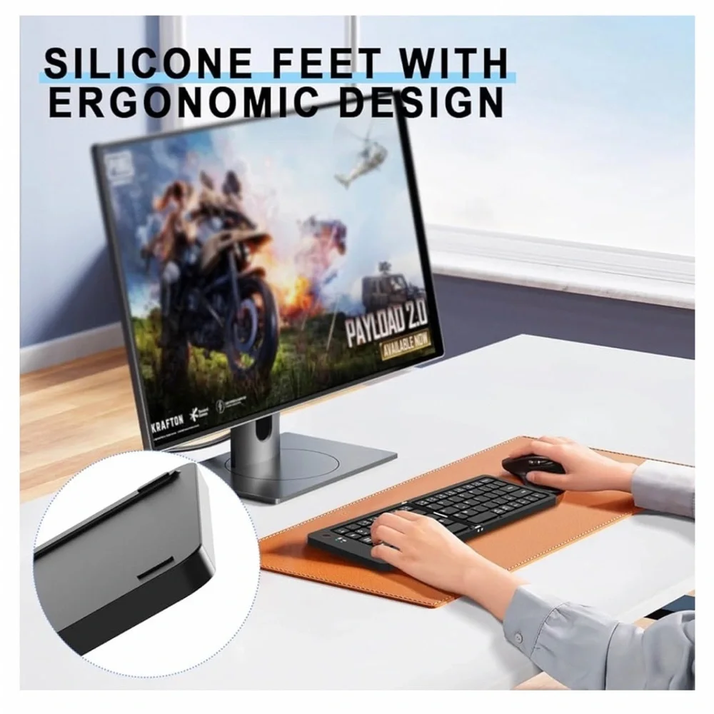 NIB Foldable Wireless Bluetooth Keyboard with Holder